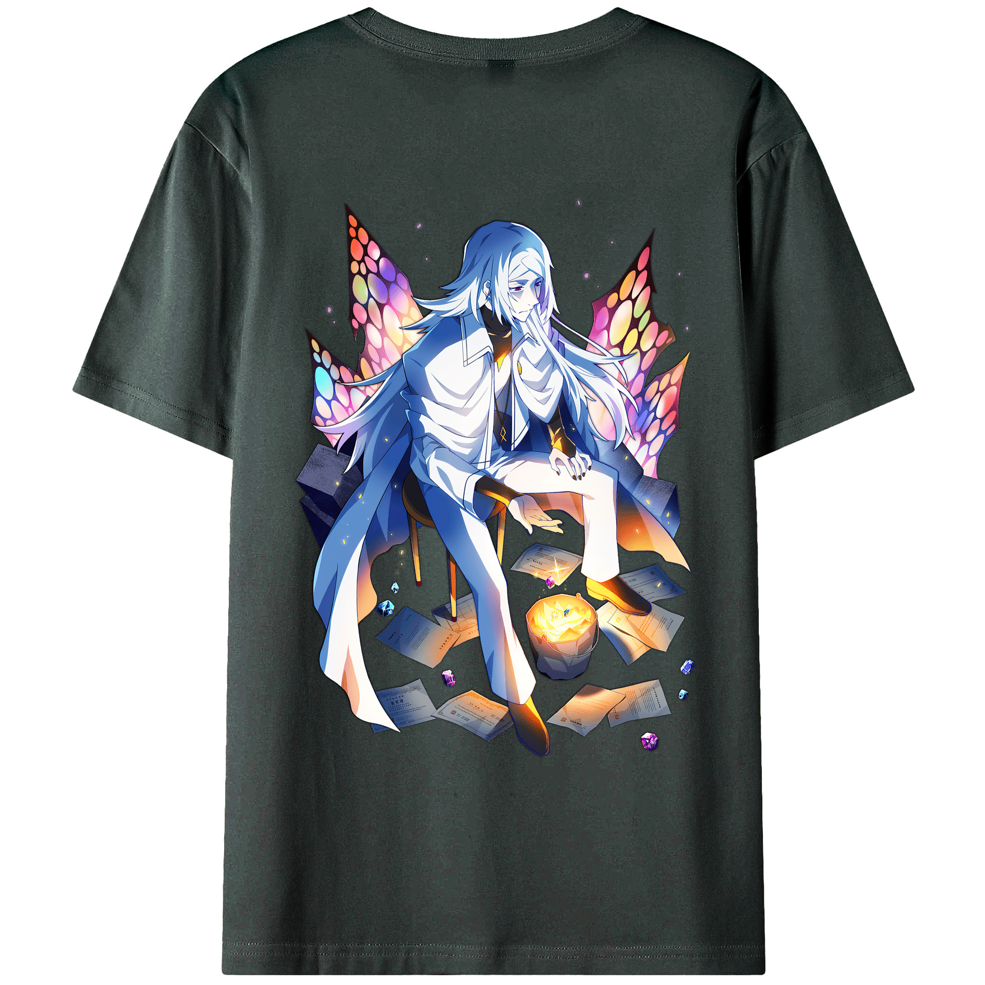 （画像用） 文豪ストレイドッグス Bungo Stray Dogs 綿100％ メンズ半袖Tシャツ（バックプリント） 通気性